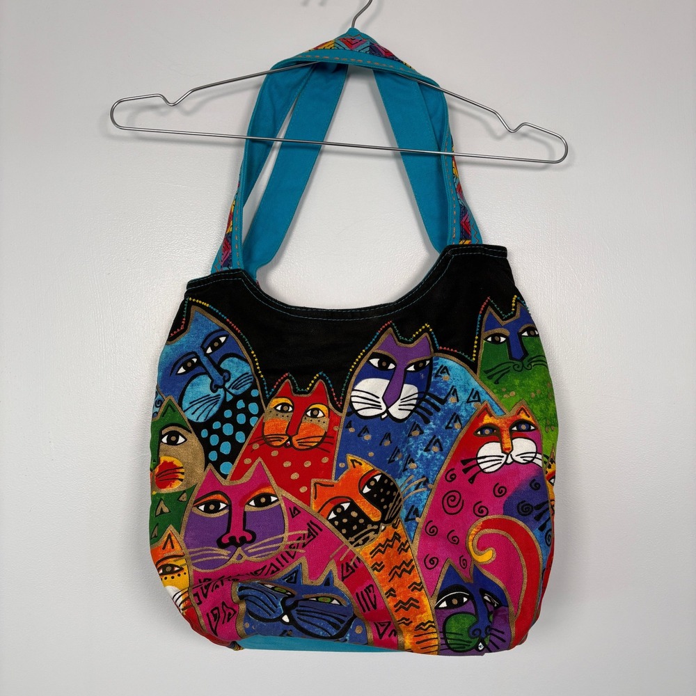 Laurel Burch‎ Women Tote Bag Large Multi Color Fantastic Felines Cat Canvas